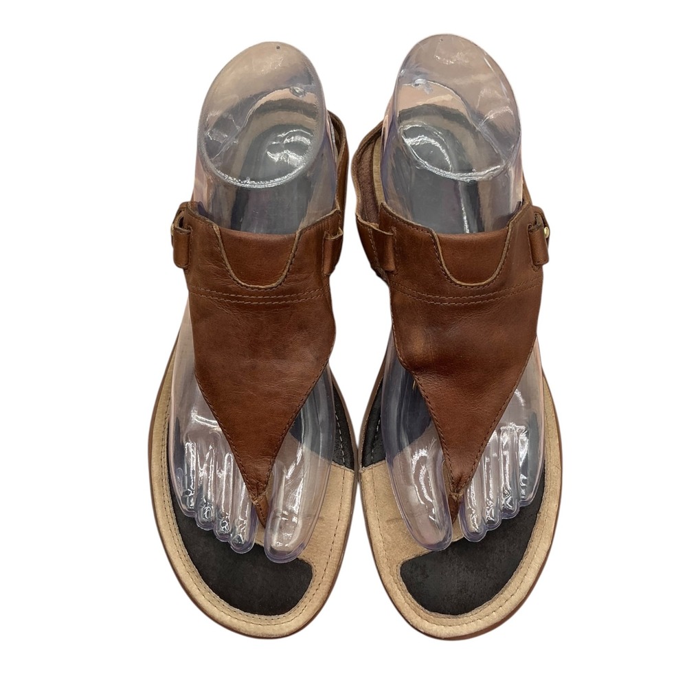 Patagonia Womens Brown Leather Thong Buckle Wedge Sandals Size 9"